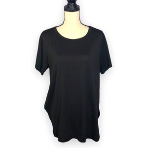 SHEIN Black Dolphin Hem Short Sleeve Basic T-Shirt Plus Size 1XL